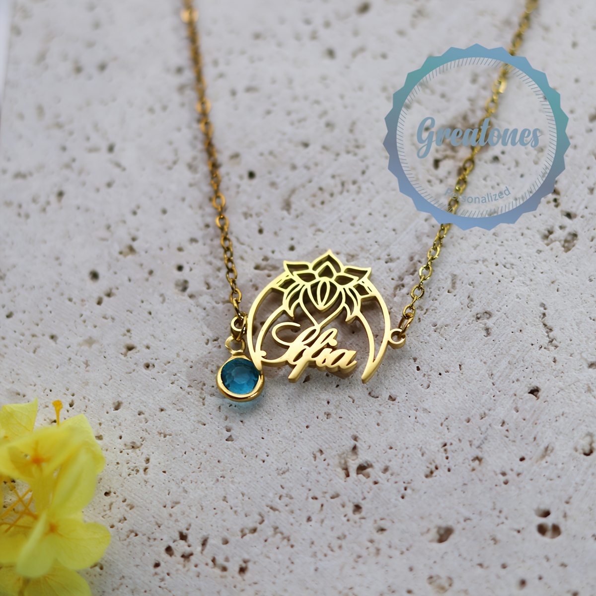 Custom Hollow Lotus Design Stainless Steel Name Bracelet