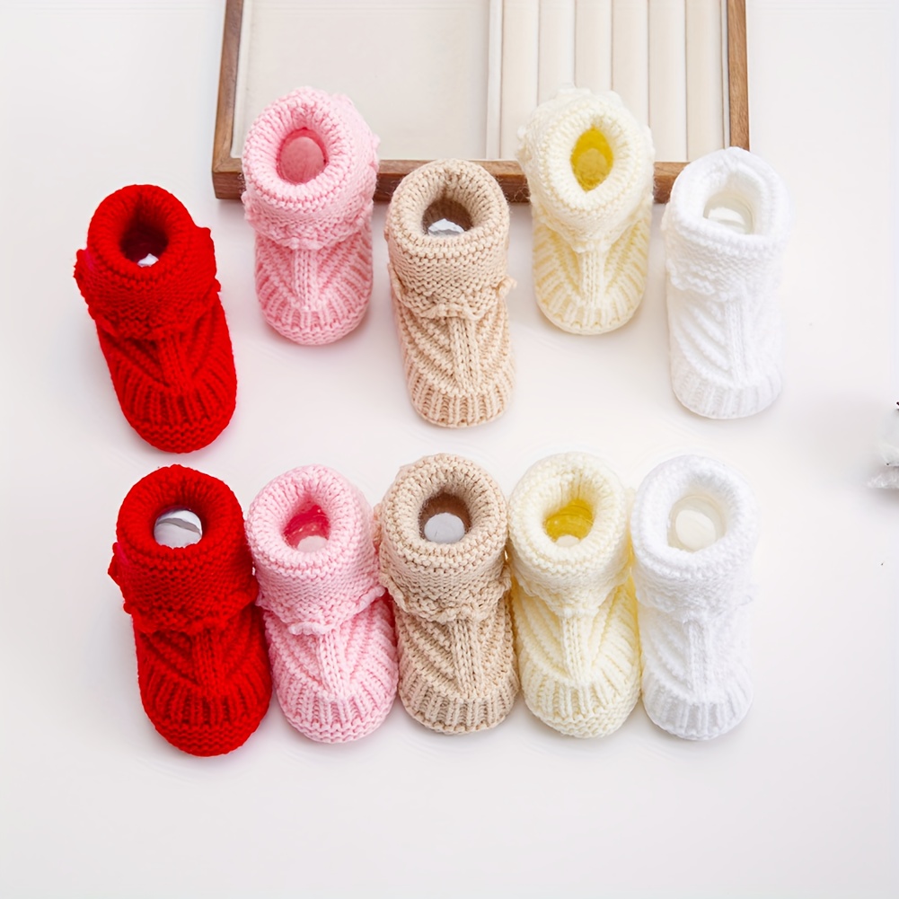 1Pair Baby Knit Socks 0-12m Solid Corchet Walking Socks Ins Cream Solid Color Short Socks for Infant Boys Girls Clothing