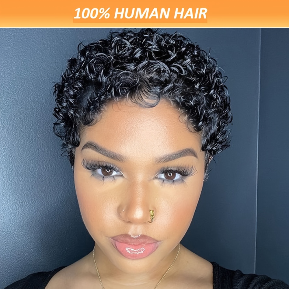 

Chic Pixie Cut Wig For Women - 180% Density Afro Remy Human Hair, Glueless Full Machine Made