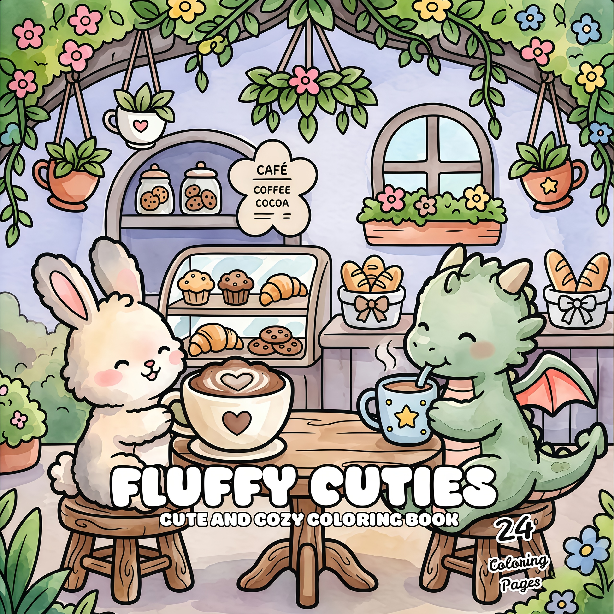 TEMU Libro para colorear de 24 páginas de animales pequeños, esponjosos y tiernos: Animales acogedores y dragones pequeños, adorables kawaii , fácil