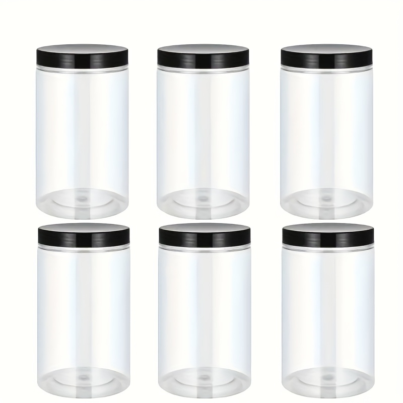 6pcs 600ml/20oz Plastic Airtight Storage Jars with Gasket, Strong Seal, Plastic Mason Jars for Kitchen Use, Suitable for Dried Fruits, Honey, Nuts, Kitchen, and Home Organization