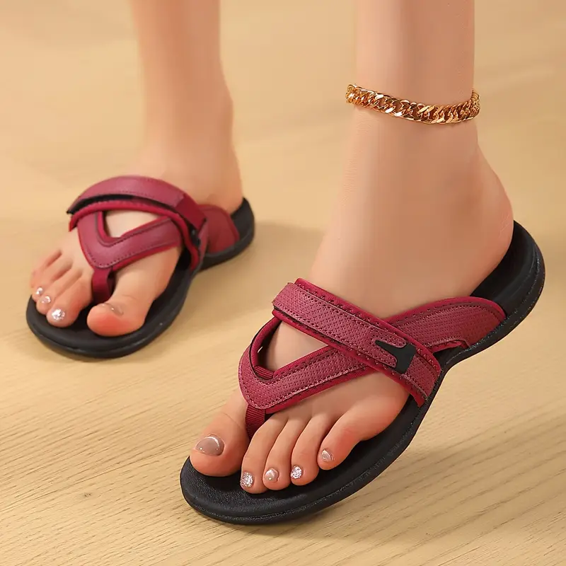 womens comfortable arch support rolling sandals ultra light soft sole summer slide fashionable wedge beach flip flops with non Product details 8