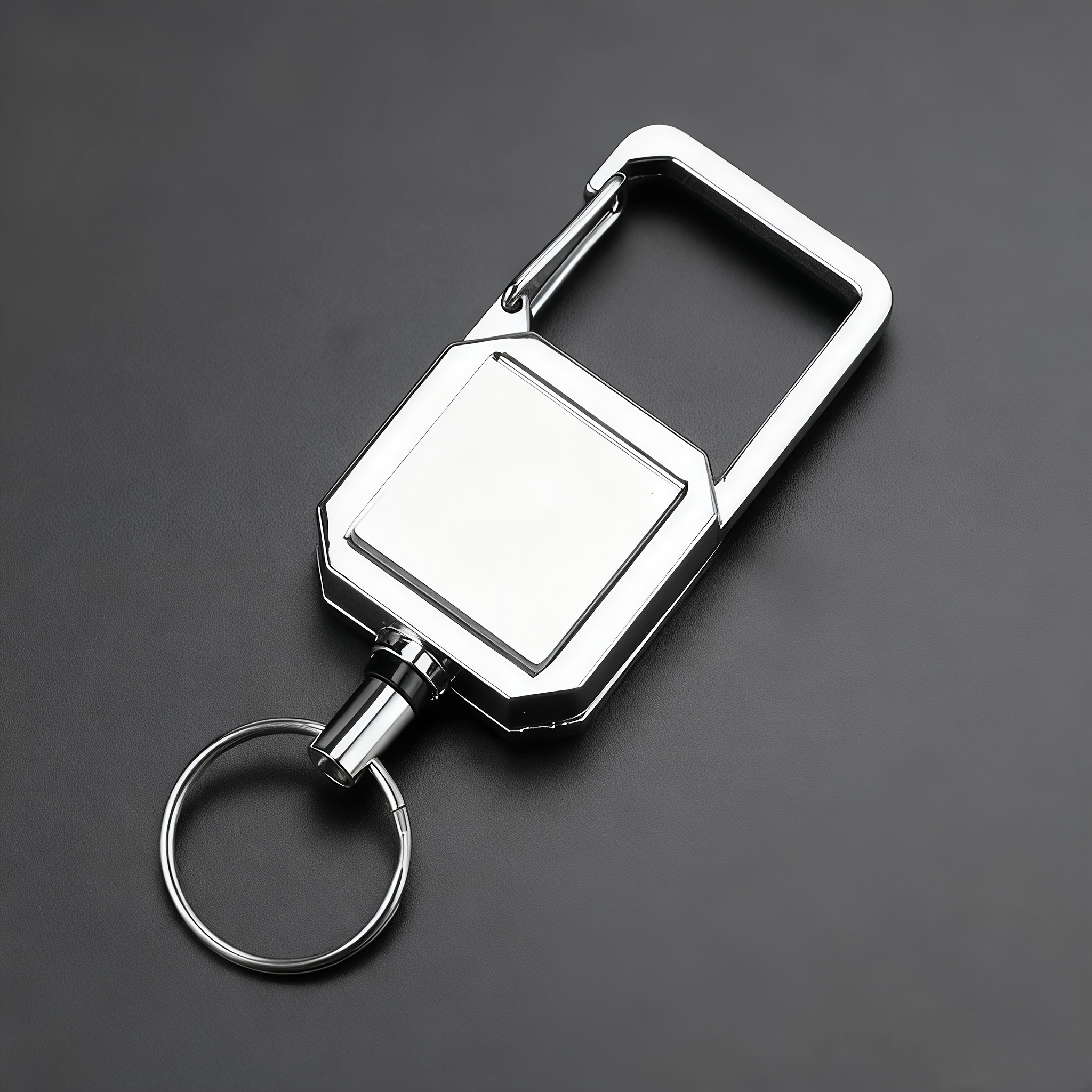 TEMU Llavero carrete retráctil de metal, 1 pieza, porta de identificación de trabajo personalizable, cordón para llaves - Logotipo grabado con láser,
