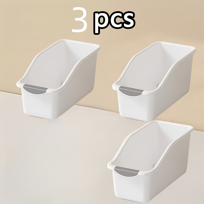 3pcs Plastic Multi-functional Storage Box Set, Featuring A Curved Design To Assist Organization, Specifically Designed For Cleaning Supplies And . An For Dorm Or Home Clutter Solutions.