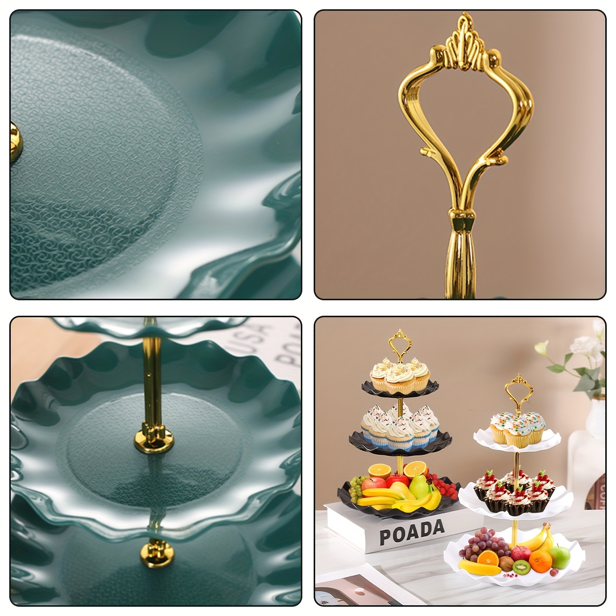 BetterJonny Set 6 Supporti Per Alzata Torte A 3 Livelli – Oro E Argento Per Matrimoni E Feste