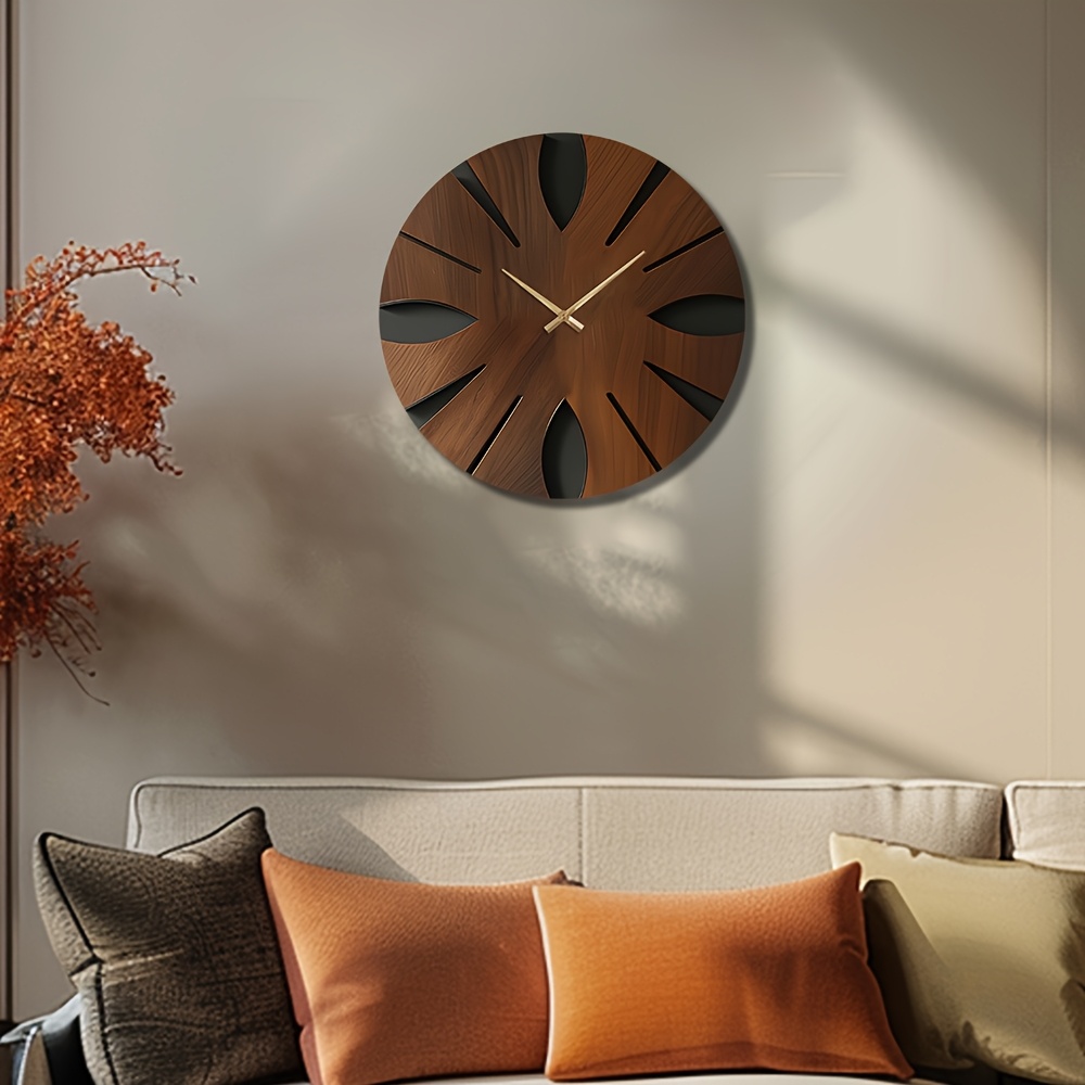 Decorative Wooden Round Wall Clock Artistic Silent Clock Battery Operated Decor for Home 14 16 18 inch Vintage Wooden Clock Home Decor for Kitchen, Living Room, Bedroom, Office