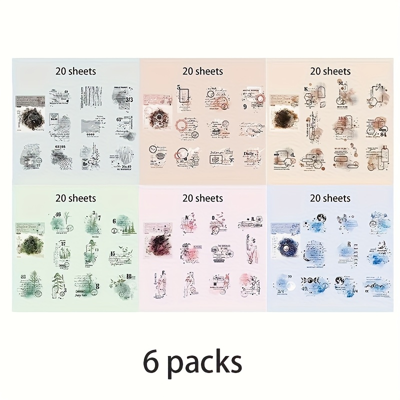 Image of Sticker And Fading Adhesive Stickers For Journals And Scrapbooks Retro-inspired Collage Patterns With Vintage-style Featuring English Accents Versatile Styles