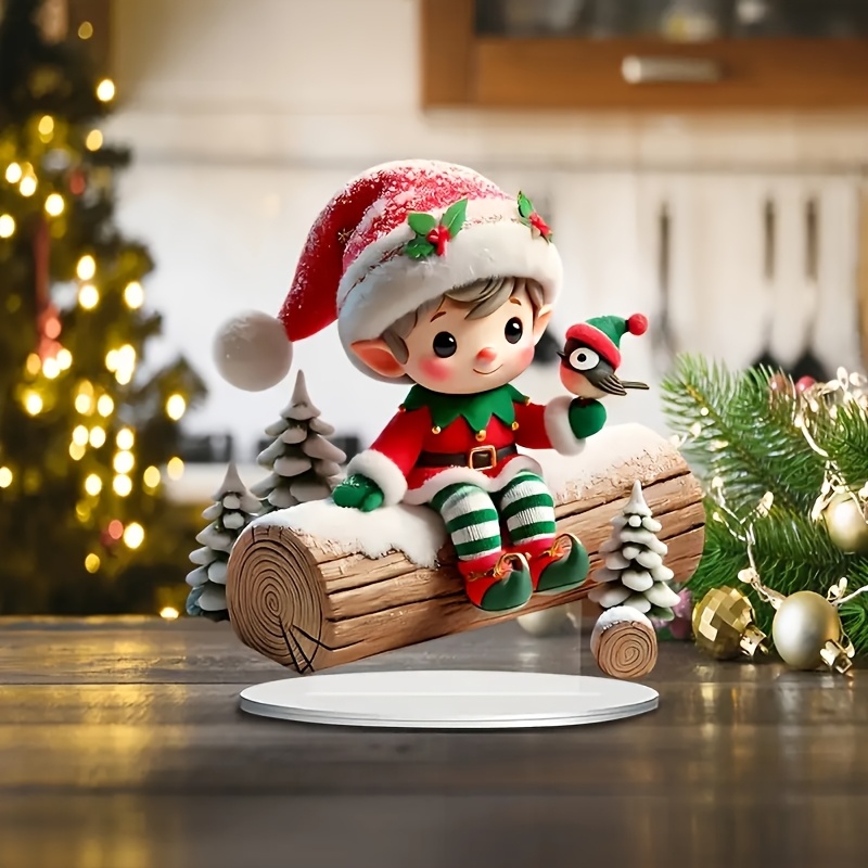 

Acrylic Christmas Elf Statue Print - Ideal For Desk, Bedroom & Garden | Perfect Gift For | Tabletop Decor 2d