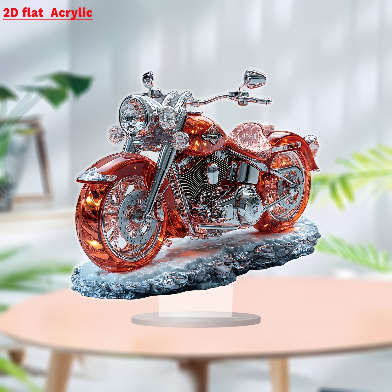 

Boho Style Motorcycle Acrylic Decor, 2d Flat Design, 20.07cm X 20.07cm, Tabletop Mount, Multipurpose For Bedroom, Office, Kitchen, Living Room, Garden, Ideal For Spring Decor & Valentine's/easter Gift