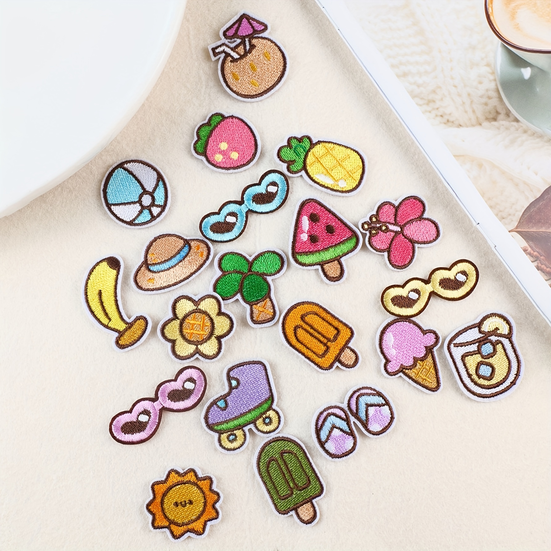 20 Summer Suit Embroidery Patches - Ironed Or Sewn, Easy For Diy On Clothes, Backpacks, Trousers, Hats And Other Accessories, Fashionable Clothing Decorations