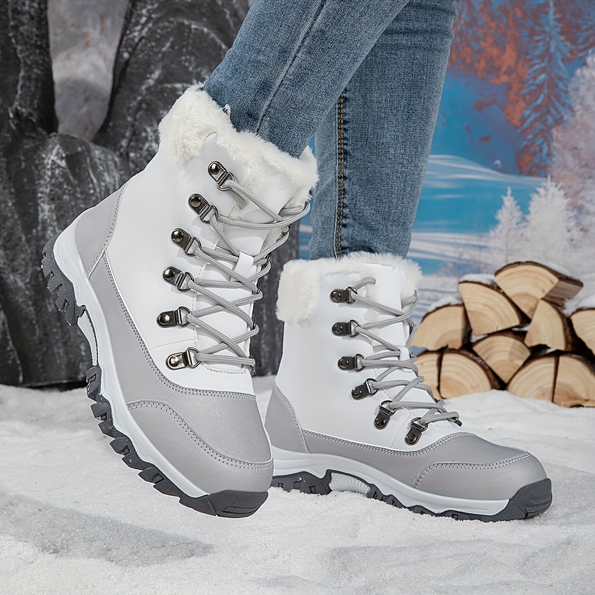 womens winter warm plush snow boots with anti slip tpr sole suitable for outdoor round toe upper soft inner for   traction cozy weather footwear for daily use activities Product details 7