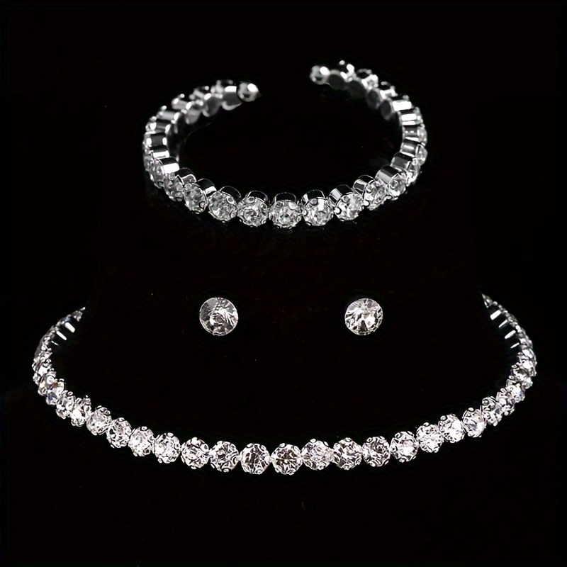 

Stylish Trendy Jewelry Set - Luxurious Necklace, Earrings & Bracelet Bridal Accessory Set