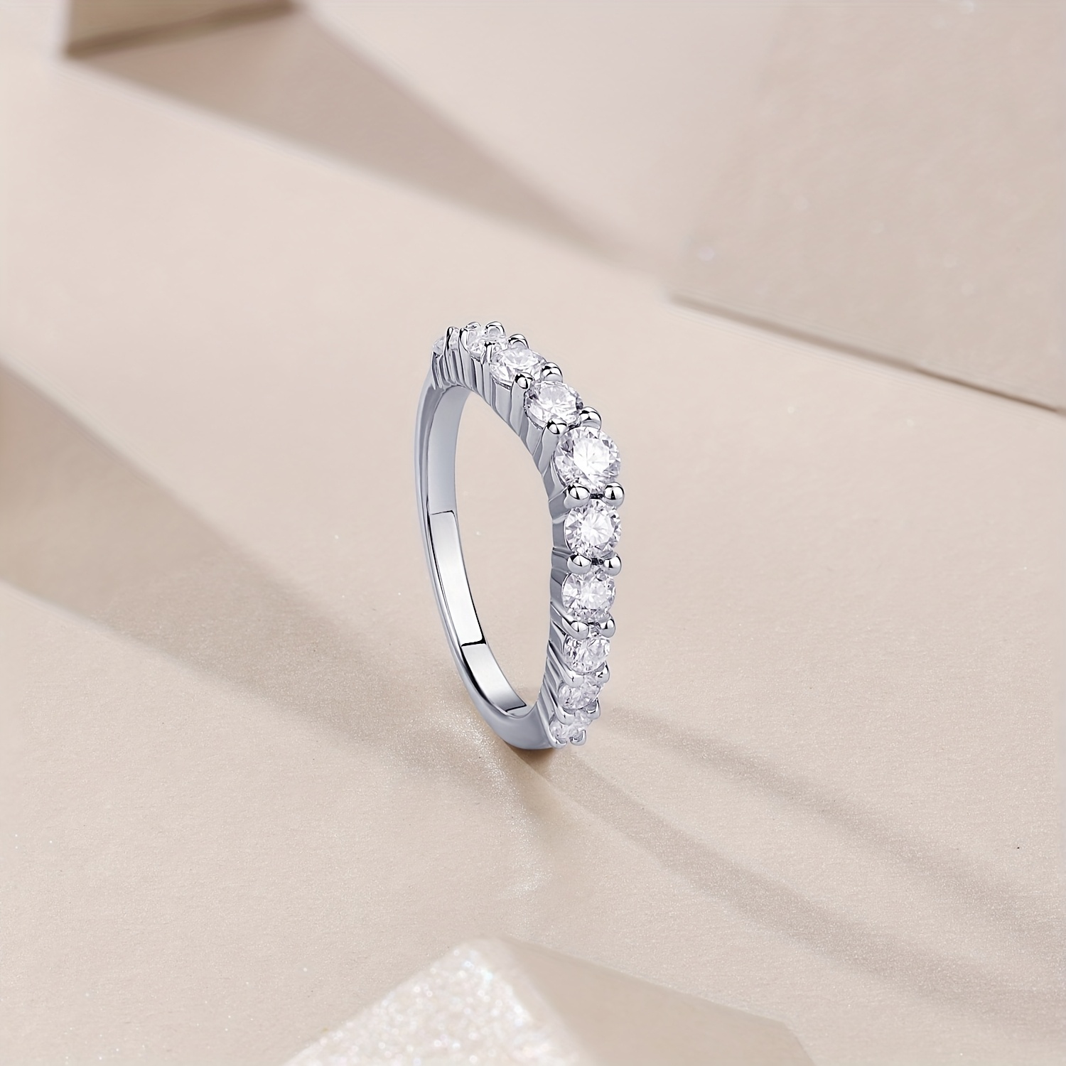 Women's 925 Silver Moissanite Ring, Elegant Daily Wear
