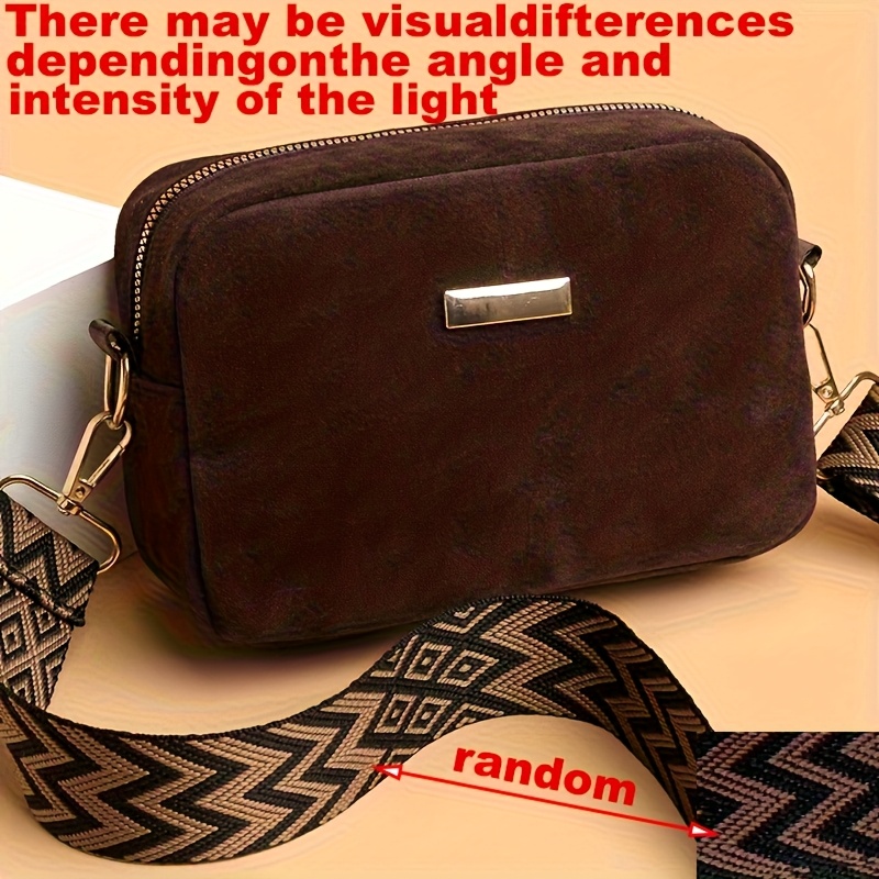 TEMU New Style Suede Velvet Fashion Women's Crossbody Bag, Detachable And Adjustable Shoulder Strap, Random Color Patterned Strap, Used As A Phone