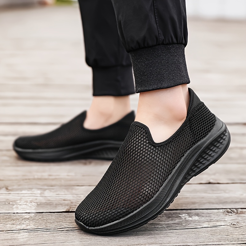 Men'S Breathable Knit Slip-On Sneakers - Lightweight, Comfortable Soft Sole Casual Shoes for Running, Hiking & Everyday Wear, Dark Green, Breathable Fabric Upper, EVA Sole, Slipon Sneakers | Lowtop Sneakers | Breathable Upper, Shoe Comfort for Me