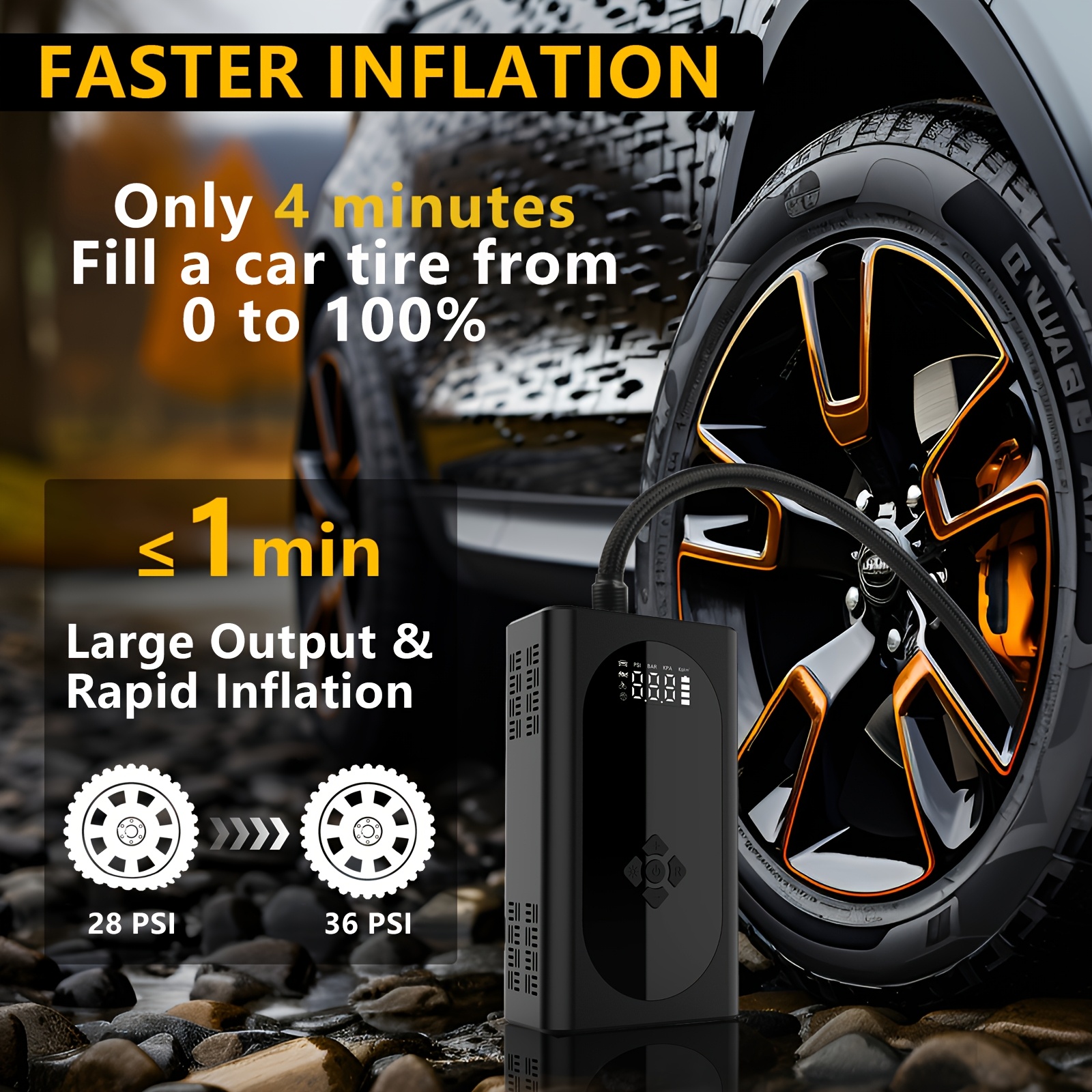   car jump starter with air compressor emergency battery jumper     to 10  8l   with intelligent jumper clamps fast inflation 10000mah power bank 3 in 1 flashlight Product details 1