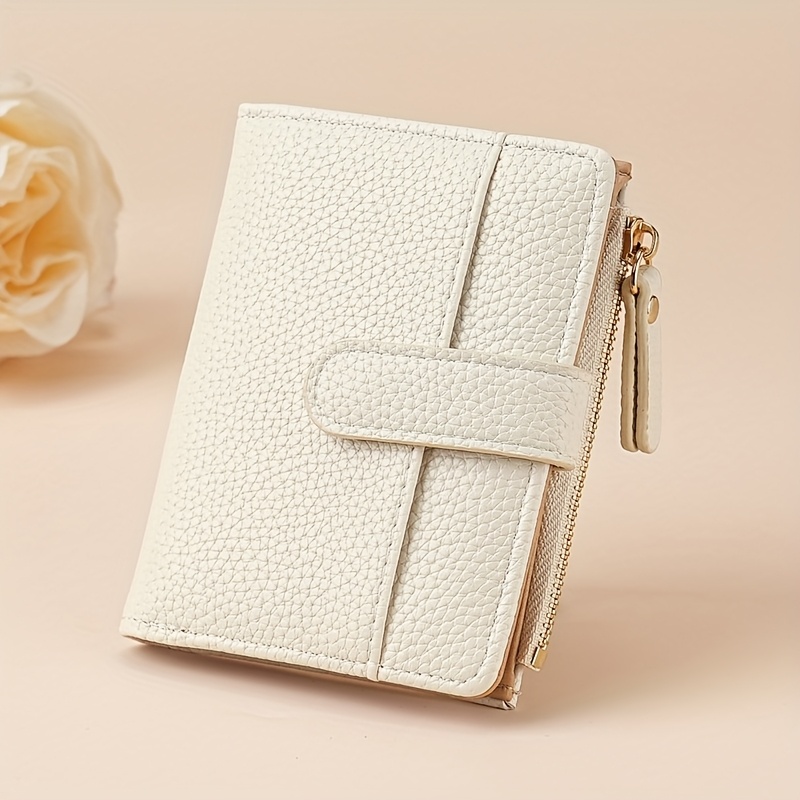 Image of New Solid Color Short Women's Wallet With Zipper Closure, Fashionable High-end Coin Purse, Simple Bifold Wallet With Multiple Card Slots