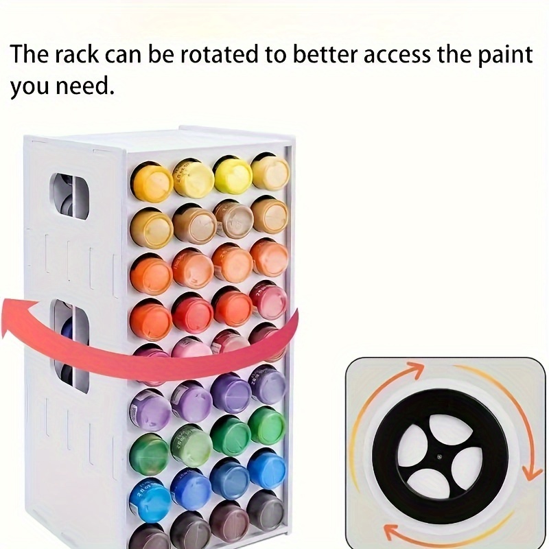 

Rotating Acrylic Paint Rack - 72-slot 2oz Bottle Holder, Wall Mountable Detachable Pvc Craft Paint Storage Organizer