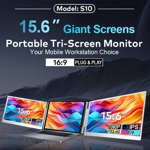 item picture 15 6 inch dual screen desktop style laptop screen extender portable with briefcase high end computer monitor screen supports horizontal rotation 0 245 left screen supports 360 flip