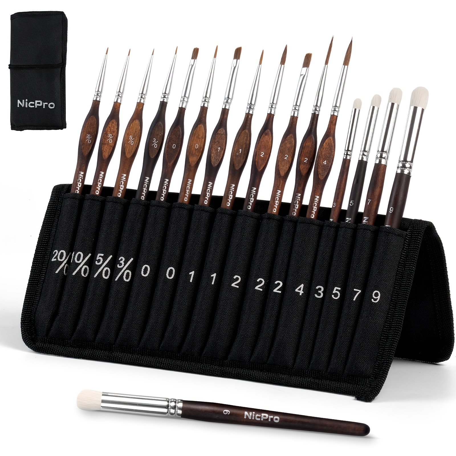 7pcs/16pcs Miniature Dry Brushes, Professional Model Paint Brush Set With Cloth Roll, Fine Detail Artist Brush Set For Miniatures, Acrylic & Figures, Model, Watercolor