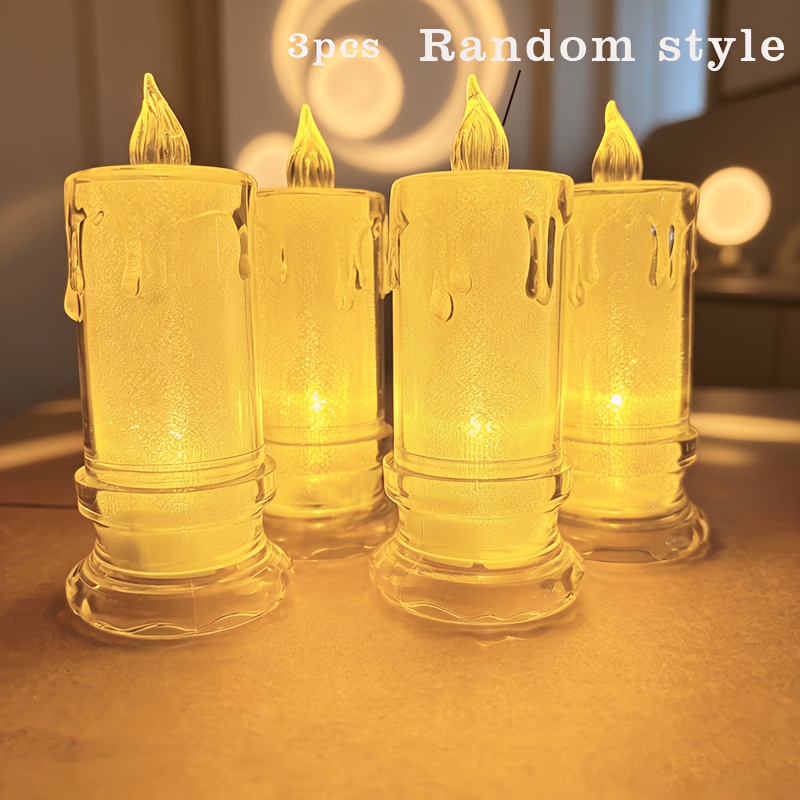 Image of Fei Led Flameless Candle Led Column Candle, Including Battery, Perfect For Family Gatherings Candlelight Dinners Valentine's Day Wedding Birthday Bedroom Decoration Random