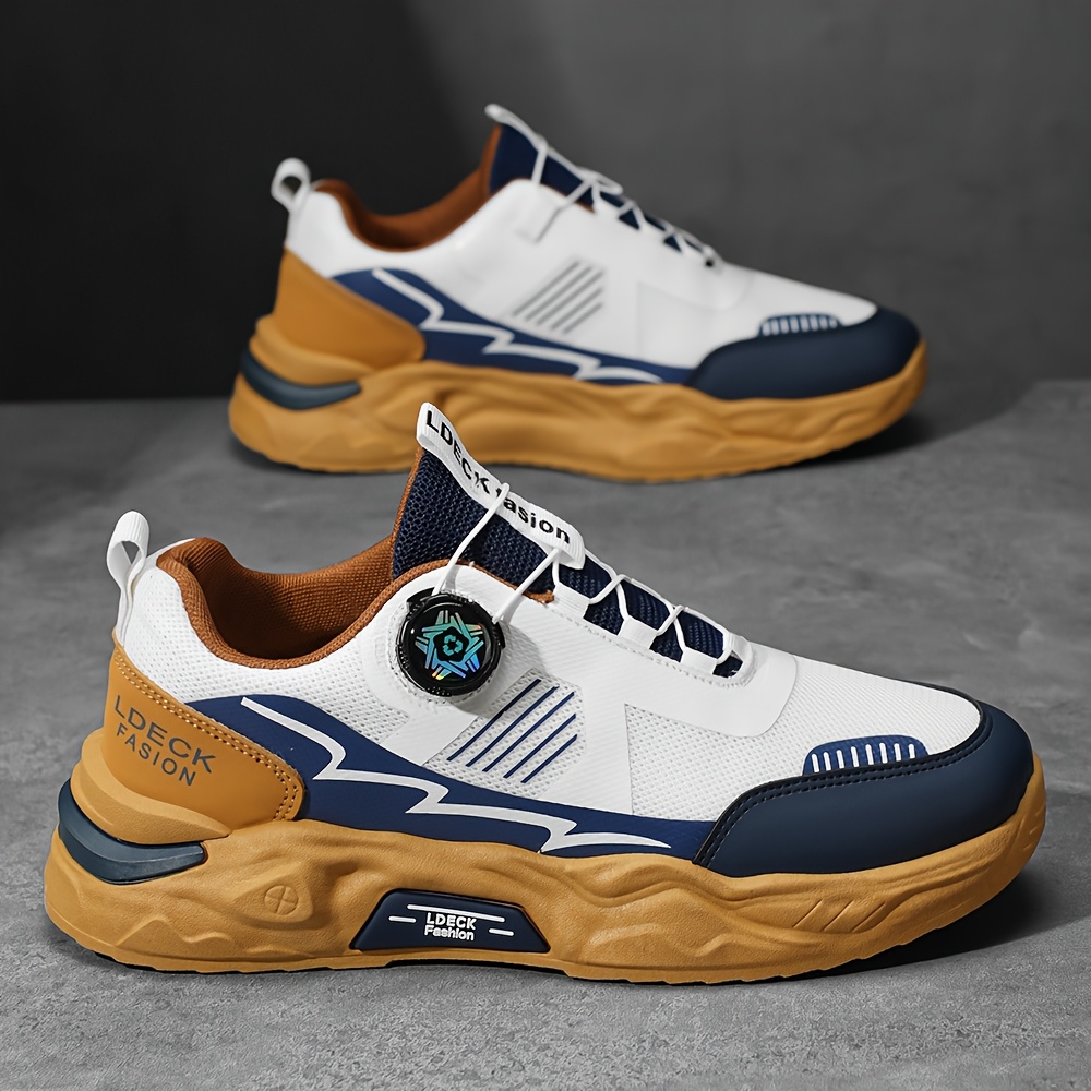 Zapatos deportivos casuales para caminar al aire libre con suela gruesa que aumenta la altura, antideslizantes y cómodos para hombres, de color sólido, con cordones, punta redonda, parte superior de imitación, forro de tela, suela de PVC, plantilla de tela, para primavera/otoño, primavera/verano, todas las estaciones.