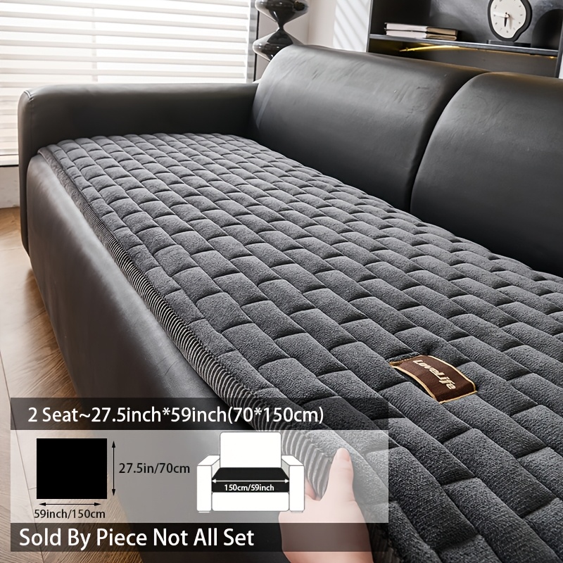 E-shop 1 Stück Hochwertiger Gesteppter Verdickter Plüsch Sofabezug, Handgefertigtes Cord-Kanten-Design, Plüsch Sofakissenbezug, Dick, Warm und Bequem