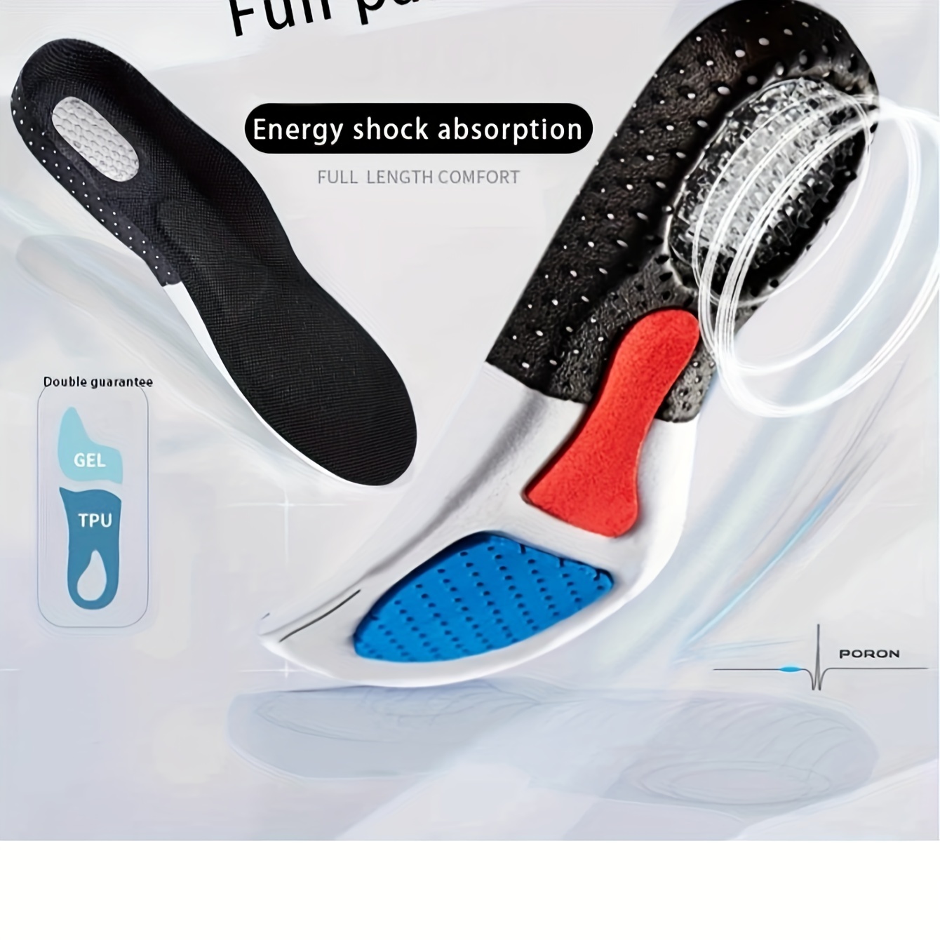 TEMU Memory Foam Orthopedic Insoles - Gel Cushion With Silicone Arch Support, Shoe Inserts For Enhanced Comfort