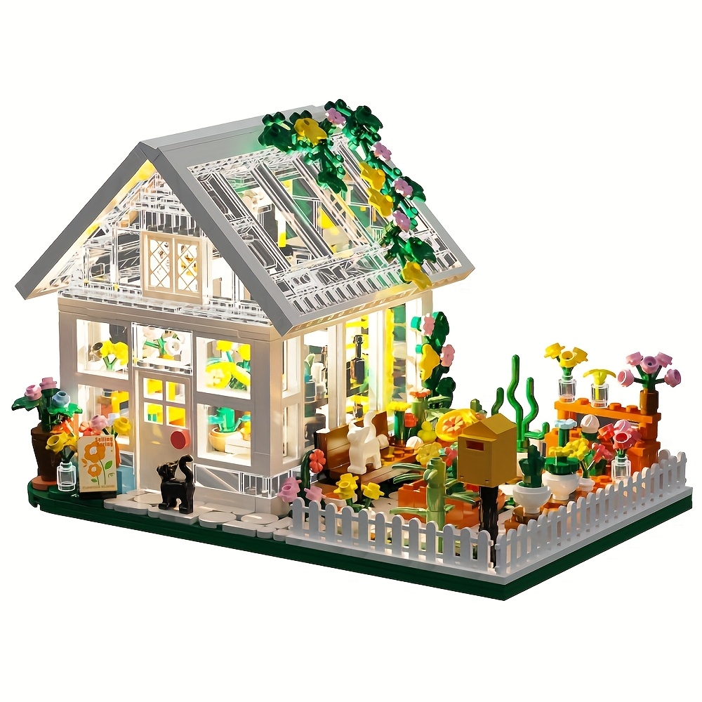 

Building Mini Set With Led, City Greenhouse Building Blocks Toy, Halloween Gift