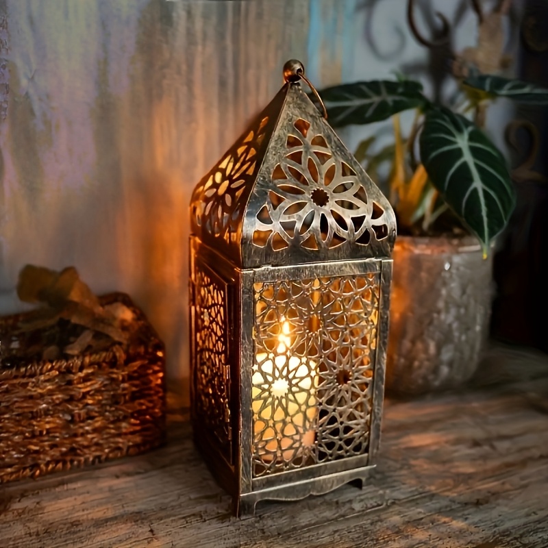 TEMU 1/2 pezzi in stile marocchino, portacandela in ferro cavo, per Halloween, San Valentino, Ringraziamento e Natale, decorazione da tavolo per casa