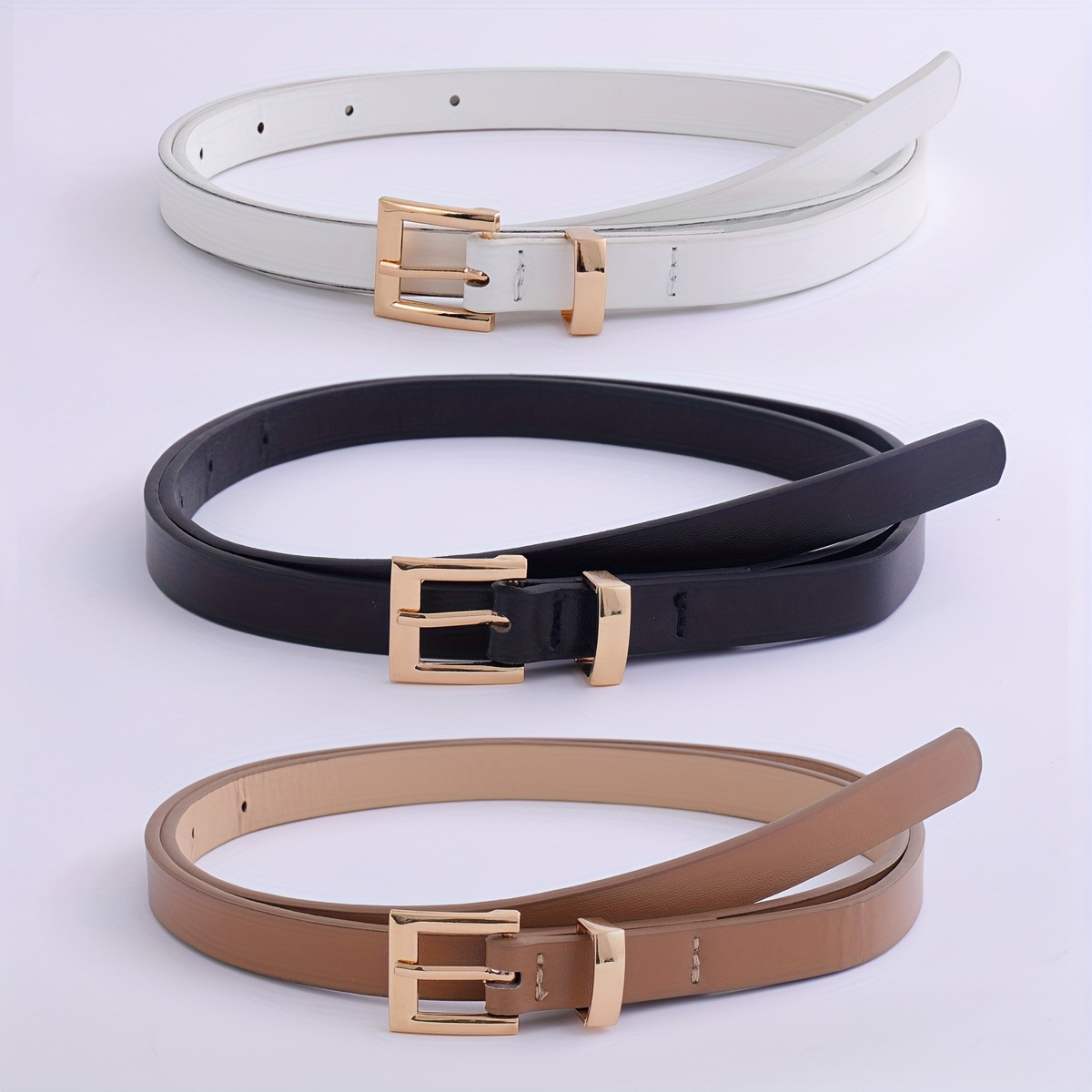 Image of A Set Of 3 Women's Minimalist And Stylish Belts, Perfect For Decorating Jeans And Dresses, Suitable For Everyday Commuting