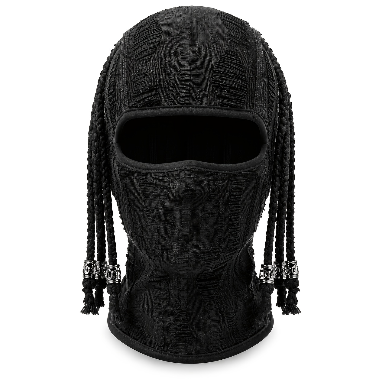 Image of Fashion Balaclava Mask With Braided Beads Streetwear Knit Face Cover For Men Women