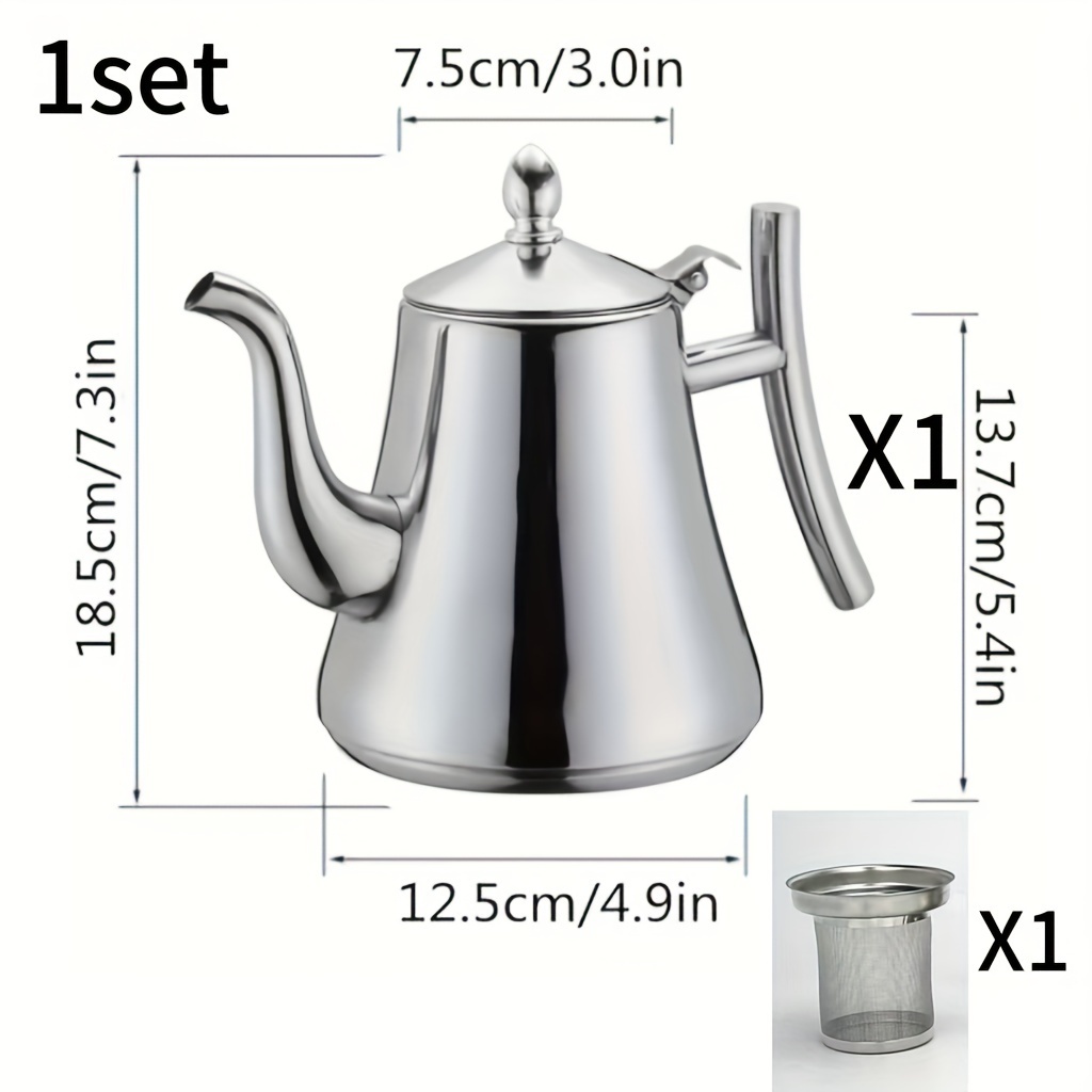 E-shop Großvolumige Edelstahl-Teekanne mit abnehmbarem Teesieb, Metallteekanne mit Filter, Kaffeekanne mit exquisiter Farbbox, Geschenkset im
