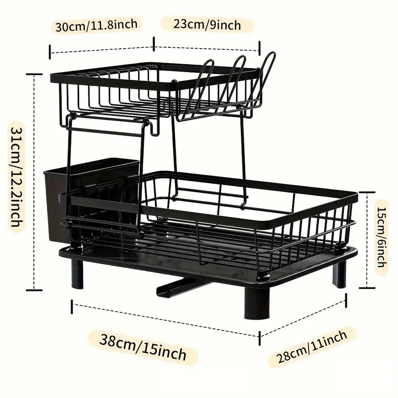 dish drying rack 2 tier dish rack for kitchen counter with utensil holder cup holder drying mat dish strainer dish drainer for sink utility racks Product details 1
