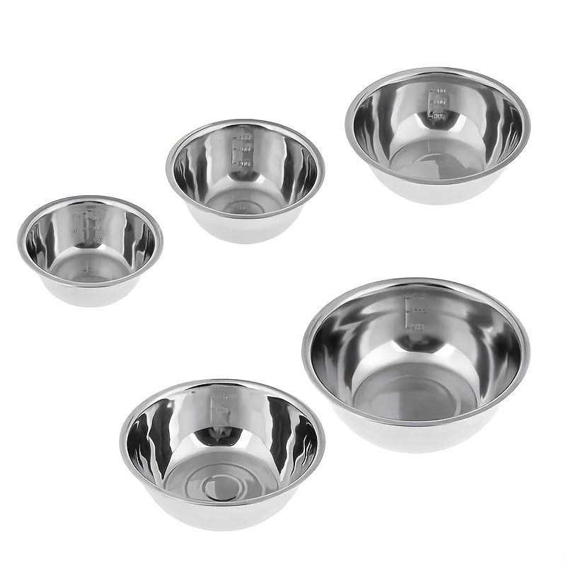 

5-piece Stainless Steel Mixing Bowl Set With Measurements - Perfect For Cooking, Baking & Prep - Essential Kitchen Gadgets Stainless Steel Cookware Stainless Steel Bowl