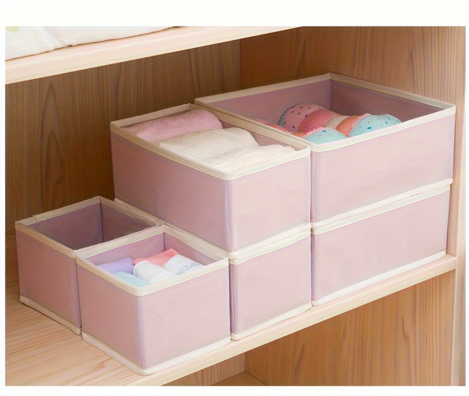 6pcs foldable non woven storage bins for underwear socks   space saving closet organizers details 11