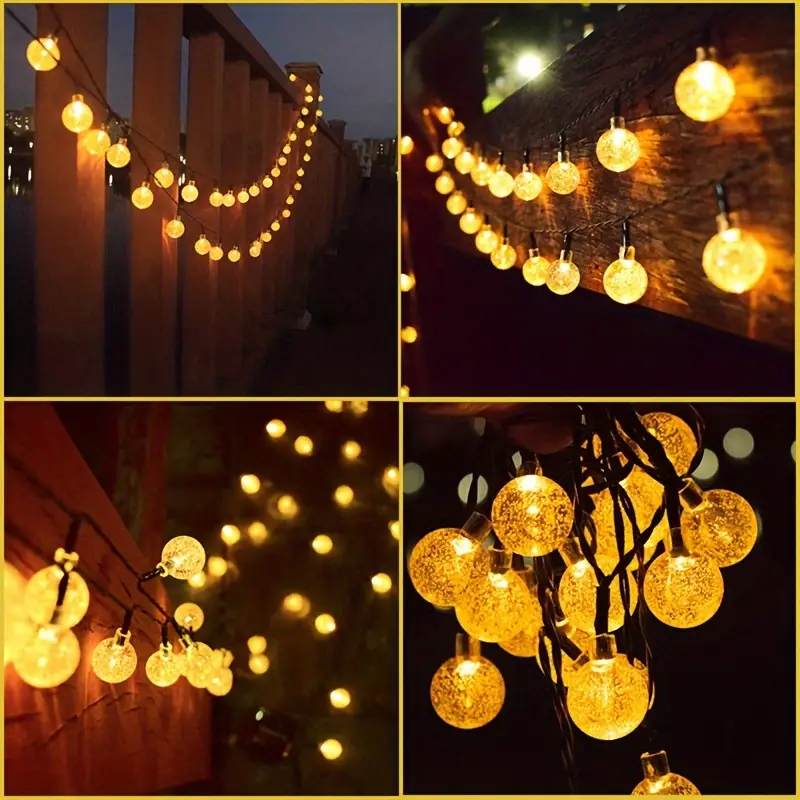 1pc solar powered 100led 50led 20led crystal ball bubble lamp indoor outdoor garden wedding decorative outdoor lighting solar water drop lamp crystal ball fairy lamp crystal globe solar string lights details 6
