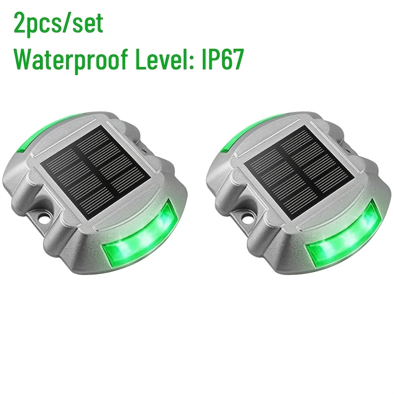 TEMU 1/2/4pcs Cast Aluminum Solar Led Deck Lights, Without Switch, Ip67 Waterproof Solar Driveway Lights, Outdoor Warning Step Lights For Driveway