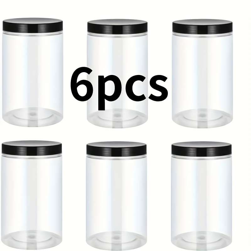 6pcs 600ml/20oz Plastic Airtight Storage Jars with Gasket, Strong Seal, Plastic Mason Jars for Kitchen Use, Suitable for Dried Fruits, Honey, Nuts, Kitchen, and Home Organization