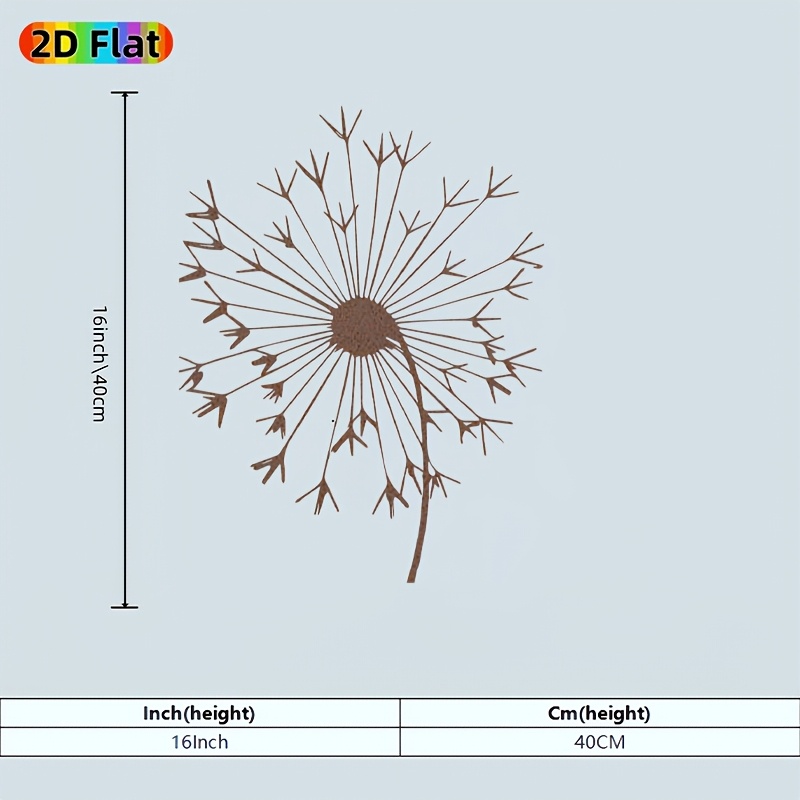 TEMU 2D , [2D ] 1 Pieza Escultura de Pared de Metal Boho con Flor de Alambre y - de Pared de Hierro Oxidado Bohemio, de 2D para Decoración de