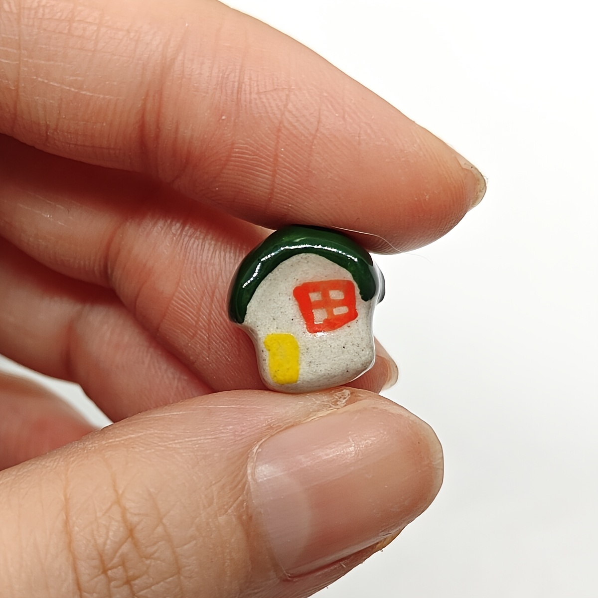 4pcs Vintage Green House Ceramic Beads for Jewellery Making