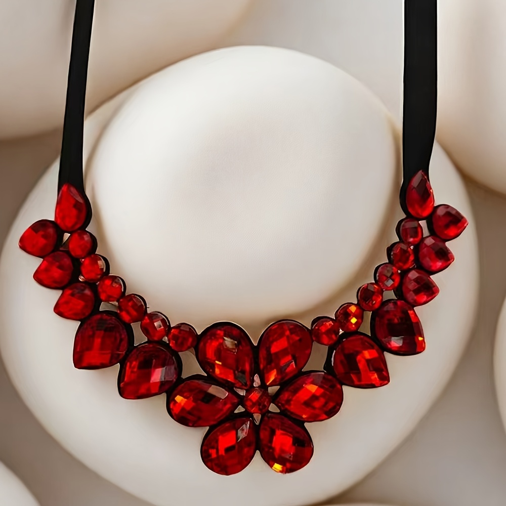 Women's Red Teardrop Choker Necklace, Statement Piece