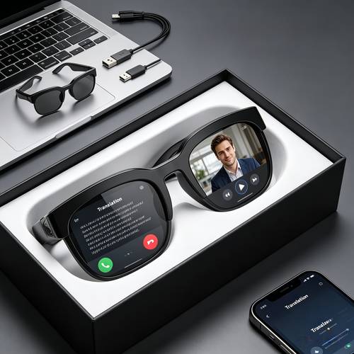 item picture 2026 new ai smart glasses multifunctional technology for meeting real time translation recognizes 160 languages supports real time translation and meeting minutes summarization suitable for occasions
