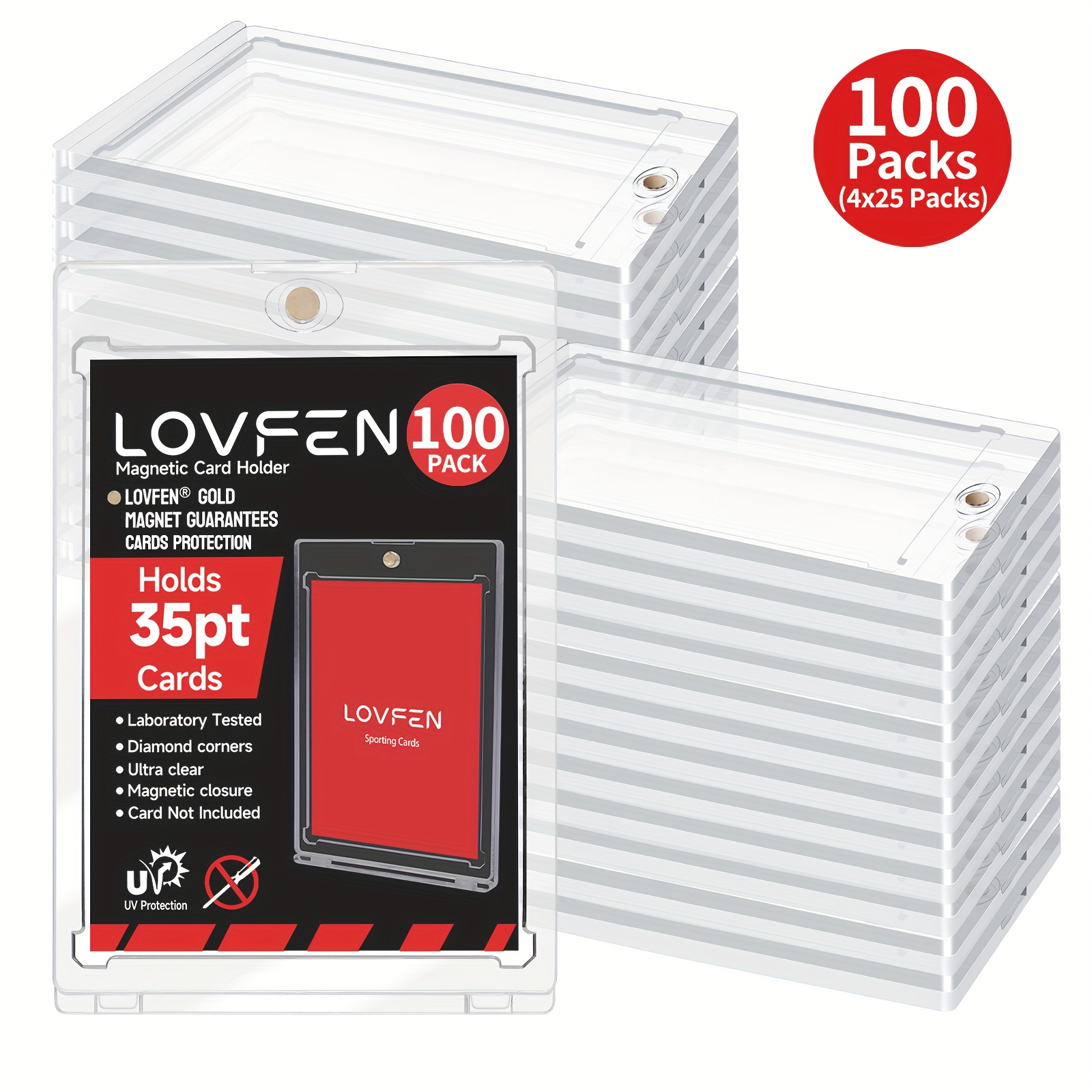 E-shop 100er Pack Ultra-Haltbarer Magnetischer Kartenhalter - Schutzhüllen mit Hartplastik-Konstruktion, 35pt Dicke Kartenhülle für Baseballkarten und