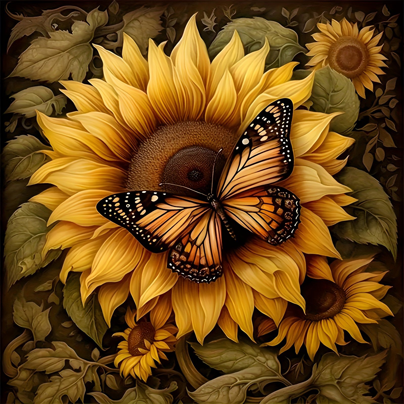 1pc sunflower diamond painting   kit round acrylic diamonds frameless diamond painting art 5d diamond craft suitable for beginners home bedroom kitchen decor