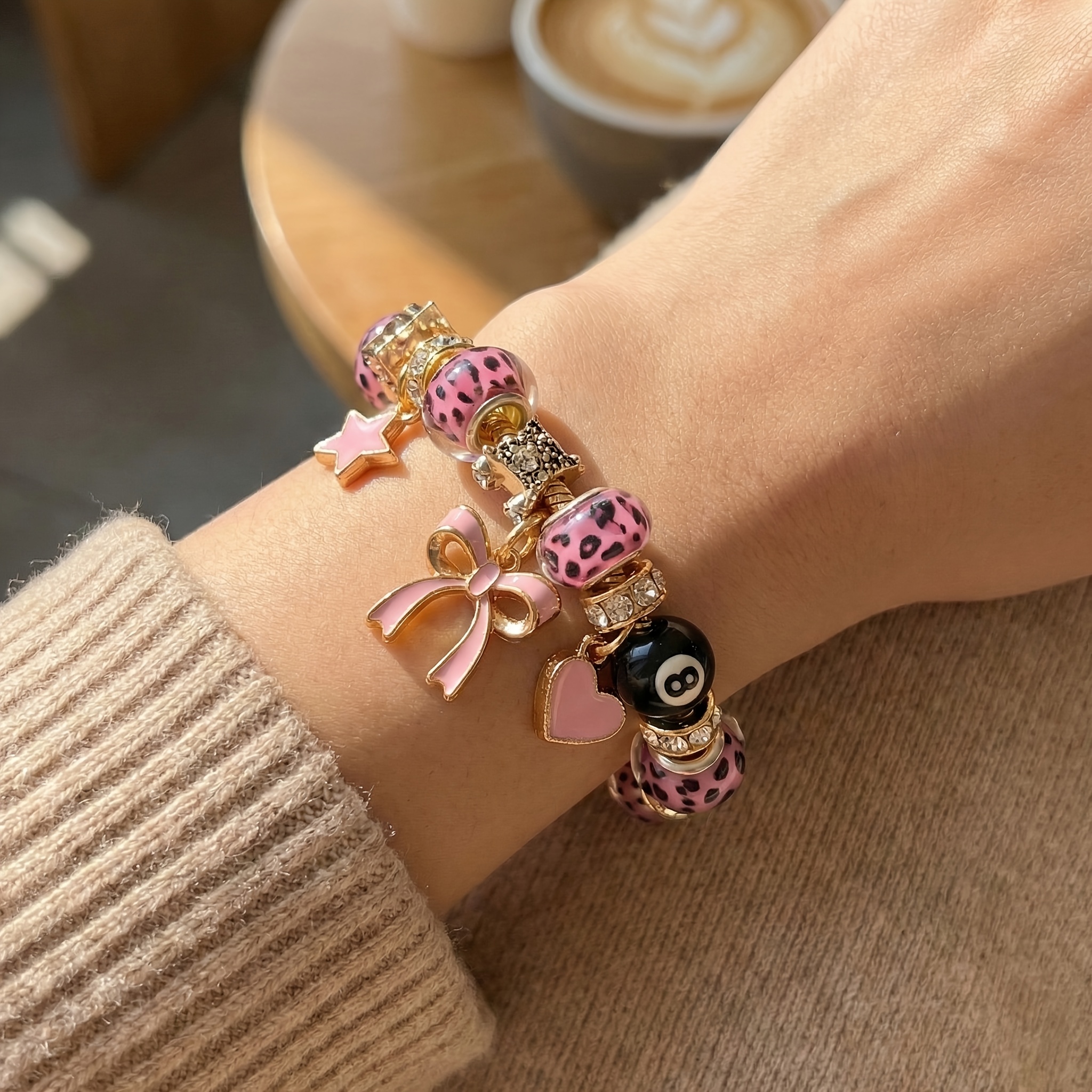     ball charm bracelet with   charms adjustable snake chain suitable for women teen y2k aesthetic jewelry christmas valentine day preppy   style accessory