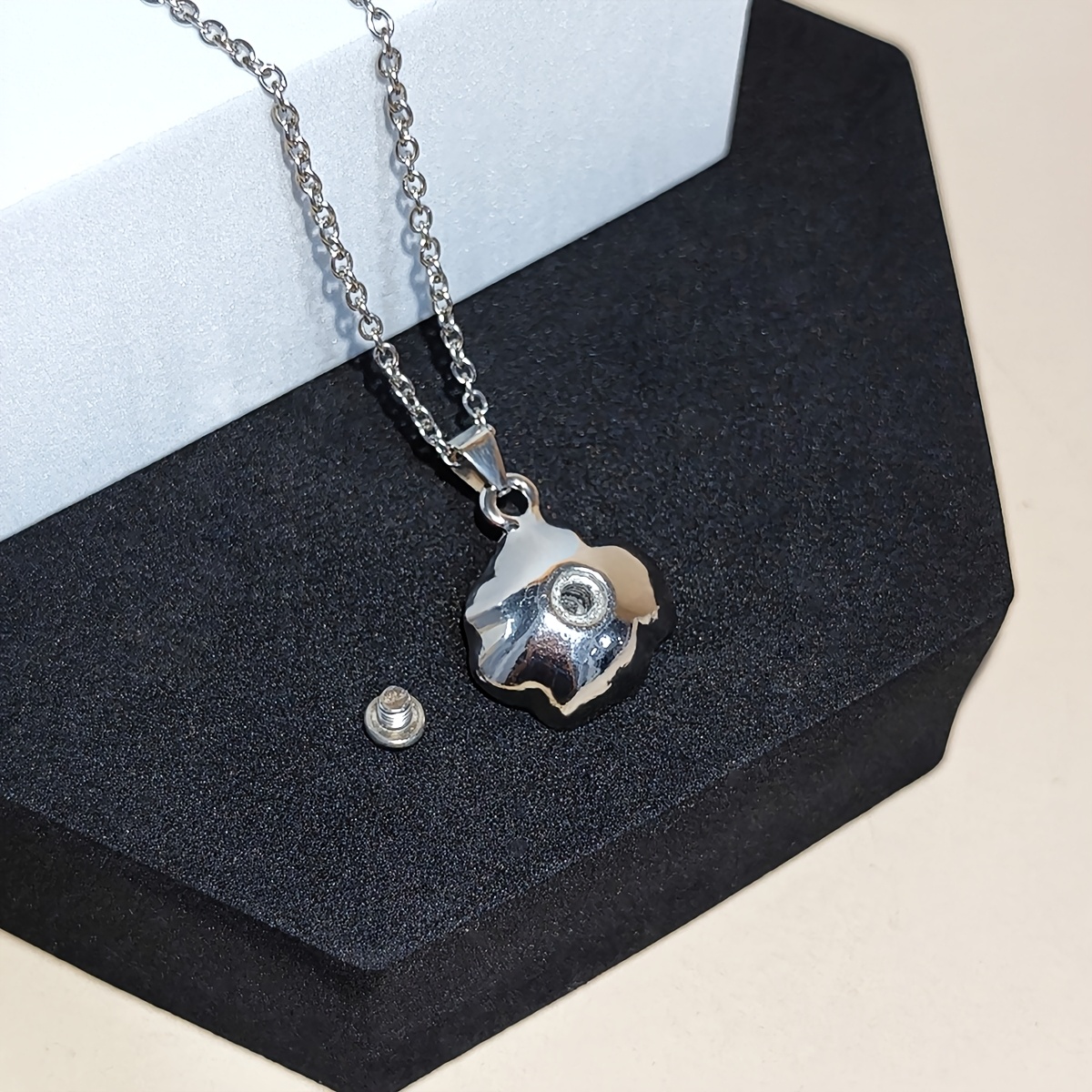 Vintage Rose-Shaped Urn Necklace with Drip Enamel