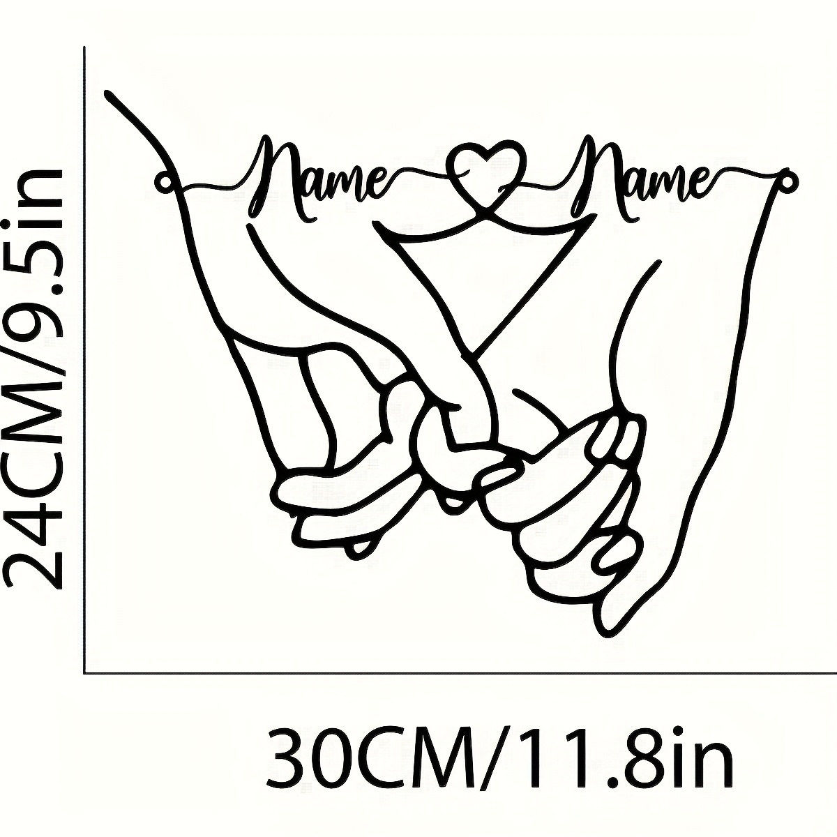 TEMU A Custom Metal Wall Art Piece Featuring A Vintage Heart Outline And A Couple Holding Hands, Making It An Ideal Gift For Valentine's Day And