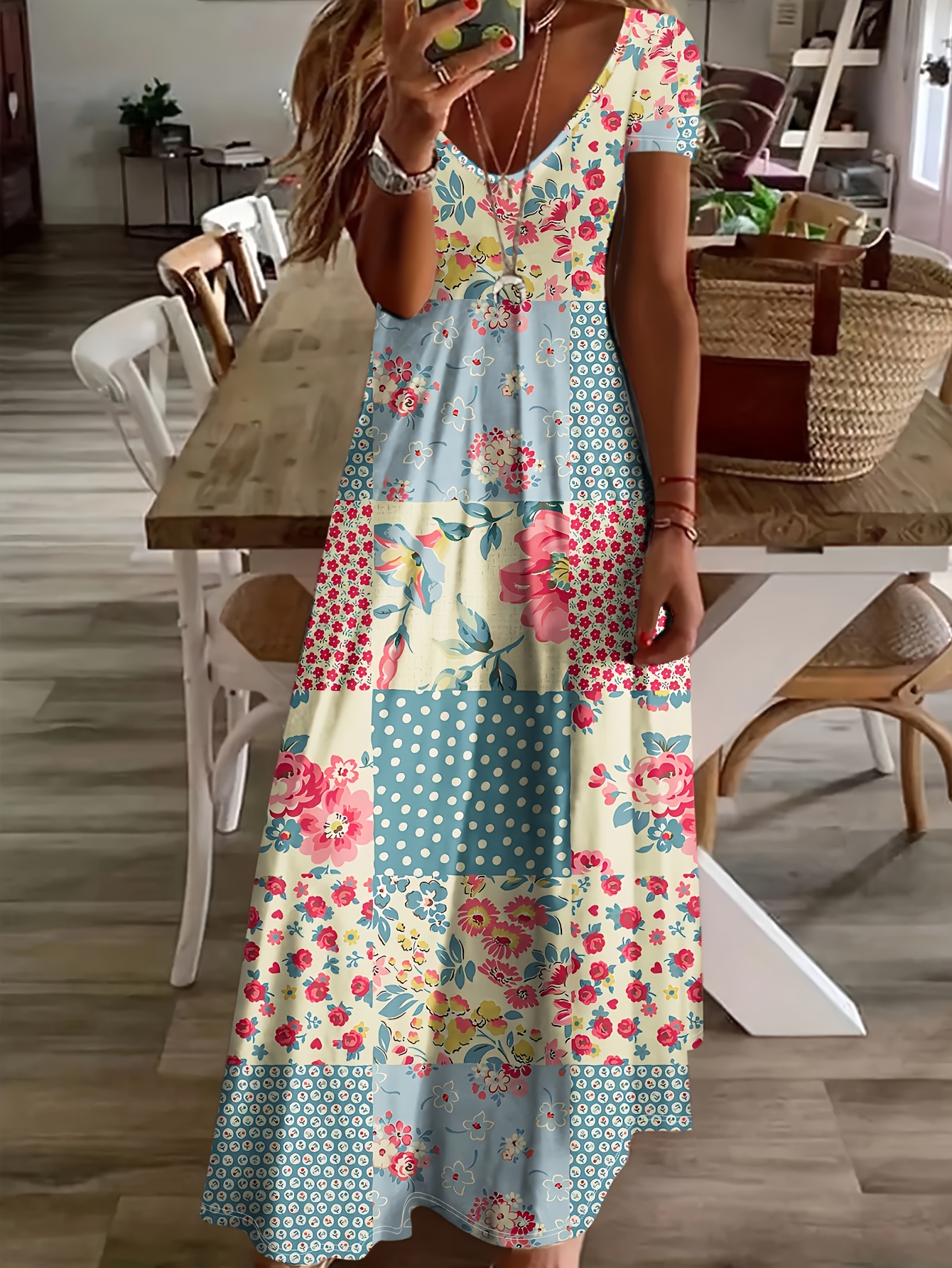 maxi floral dress sold on Temu United States