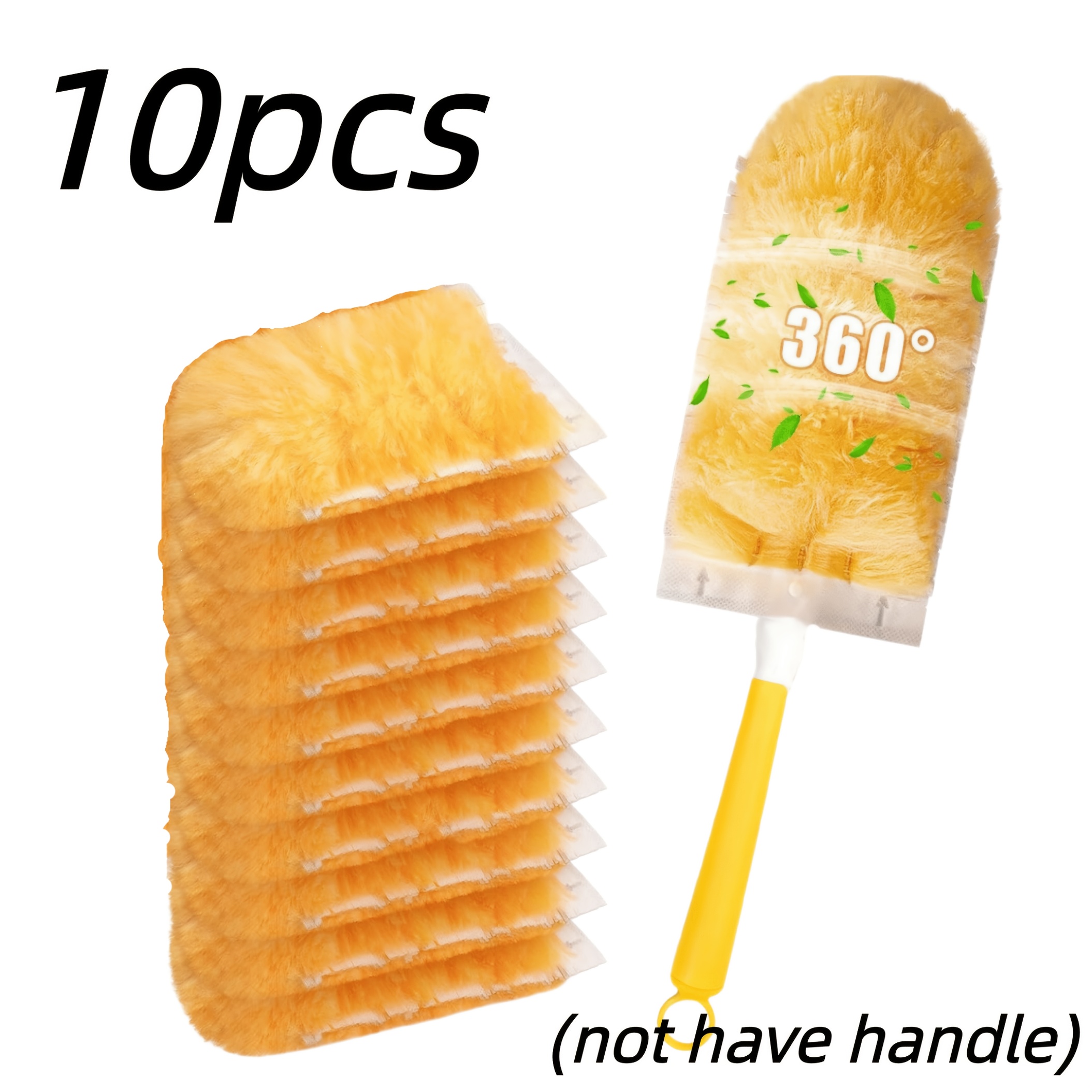 TEMU 10pcs Pack (no Handle) Orange Dusting Duster Refills Suitable For Electric Appliances, Blinds, Ceiling Fans, Keyboards, Car Dashboards, Multi-